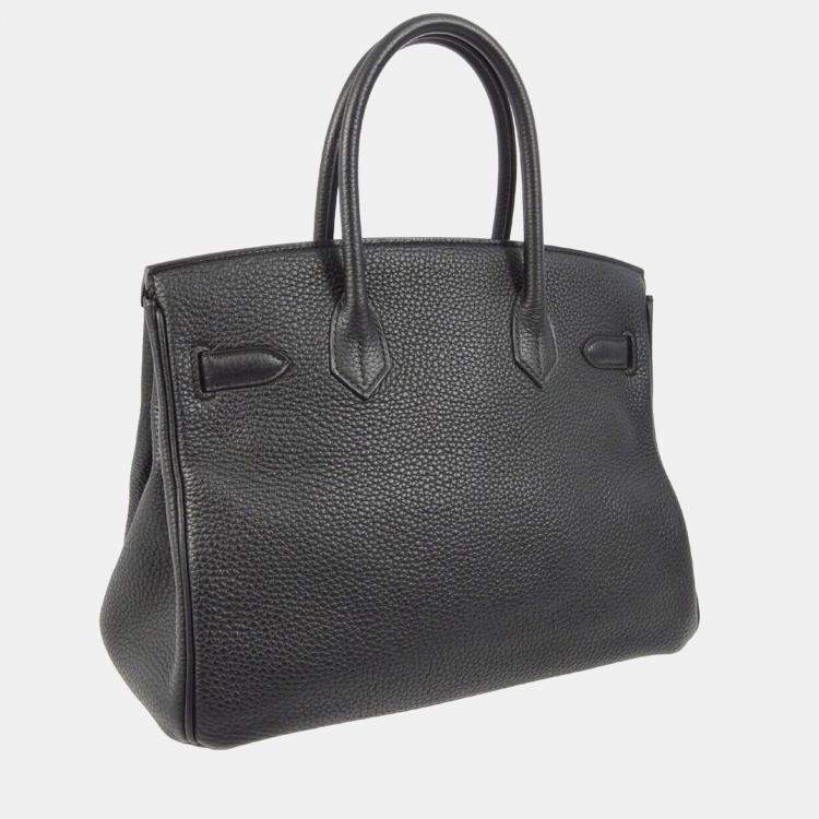 Pre Owned Hermes Birkin 30 Black Taurillon Clemence Handbag