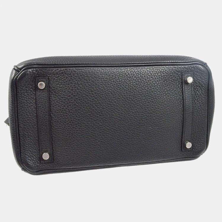 Pre Owned Hermes Birkin 30 Black Taurillon Clemence Handbag