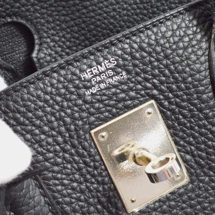 Pre Owned Hermes Birkin 30 Black Taurillon Clemence Handbag