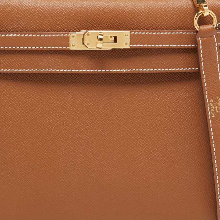 Pre Owned Hermes Gold Epsom Leather Gold Finish Kelly Sellier 25 Bag