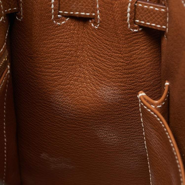 Pre Owned Hermes Gold Epsom Leather Gold Finish Kelly Sellier 25 Bag