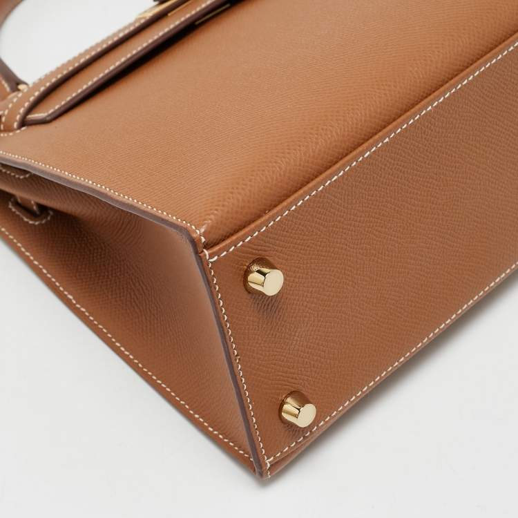 Pre Owned Hermes Gold Epsom Leather Gold Finish Kelly Sellier 25 Bag
