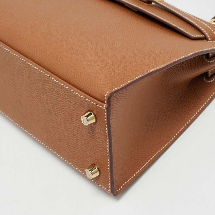 Pre Owned Hermes Gold Epsom Leather Gold Finish Kelly Sellier 25 Bag