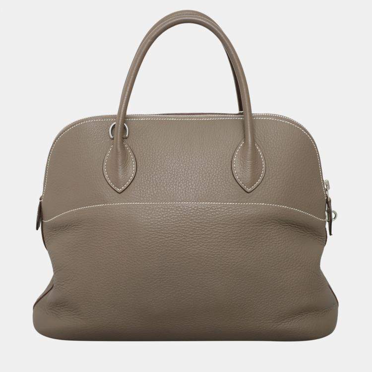 Pre Owned Hermes Bolide 35 Etoupe Clemence Leather  Bag