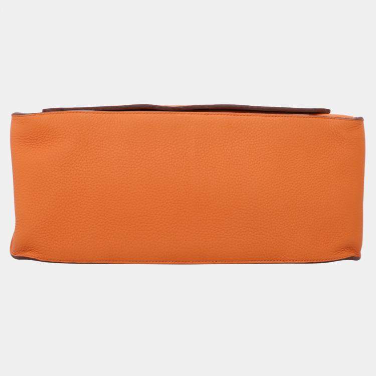 Pre Owned Hermes Jypsiere 34 Orange Clemence Leather Bag