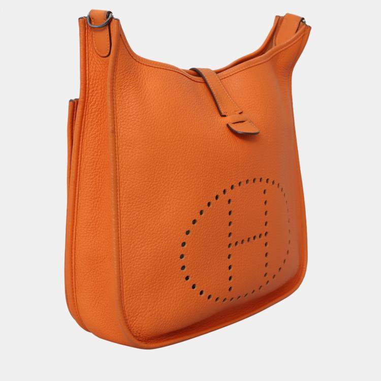 مملوكة مسبقًا Hermes Evelyne GM Orange Leather Bag