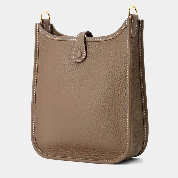 Pre Owned Hermes Evelyne TPM 16 Etoupe/Blue Indigo Taurillon Clemence Leather Shoulder Bag