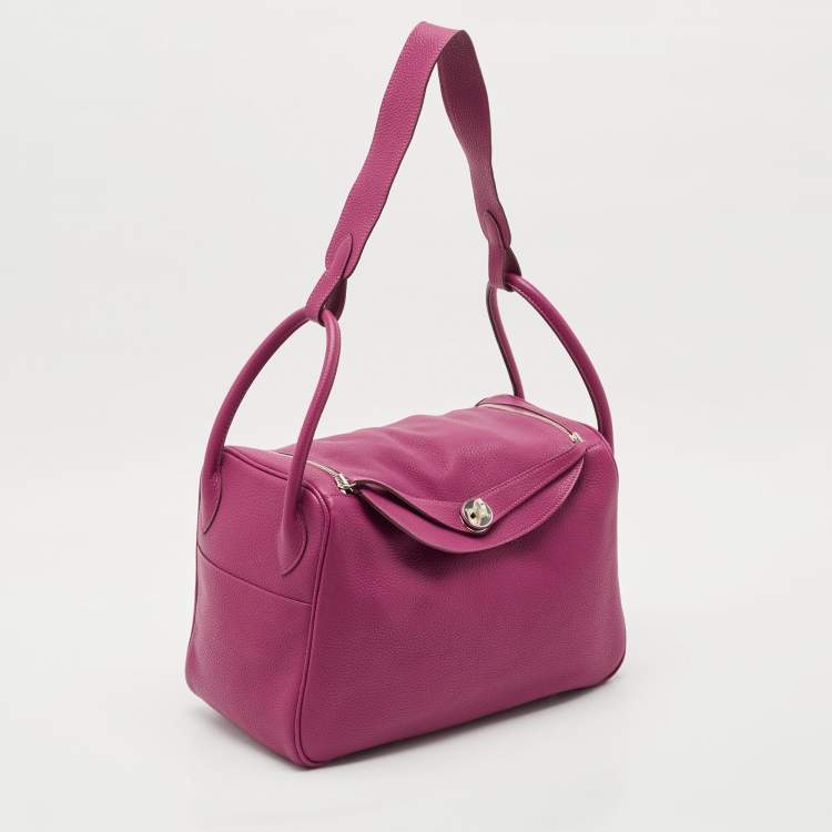 Pre Owned Hermes Tosca Taurillon Clemence Leather Palladium Finish Lindy 34 Bag