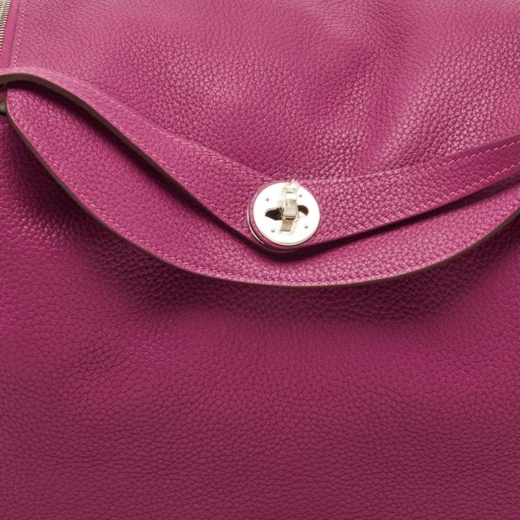 Pre Owned Hermes Tosca Taurillon Clemence Leather Palladium Finish Lindy 34 Bag