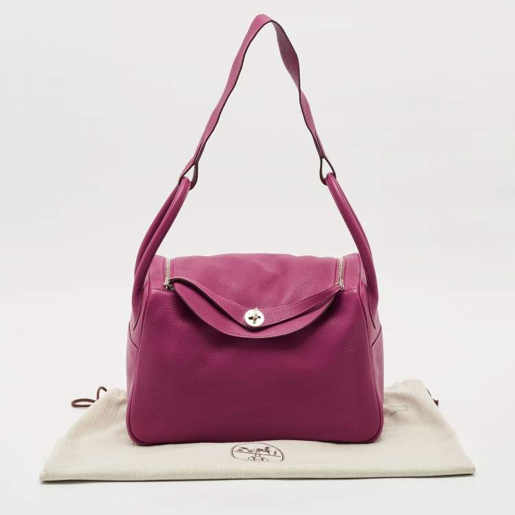 Pre Owned Hermes Tosca Taurillon Clemence Leather Palladium Finish Lindy 34 Bag