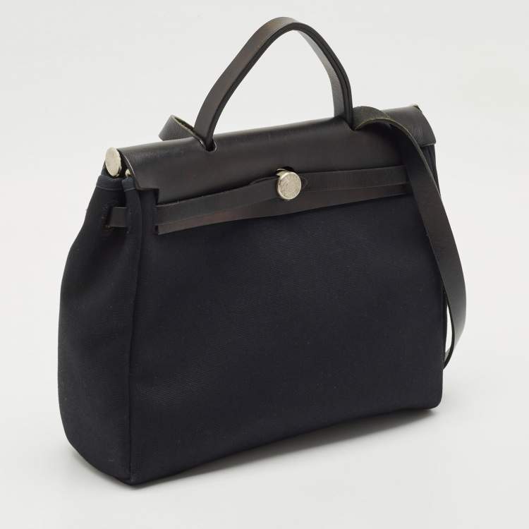 Pre Owned Hermes Black Canvas and Leather Herbag 31 Bag