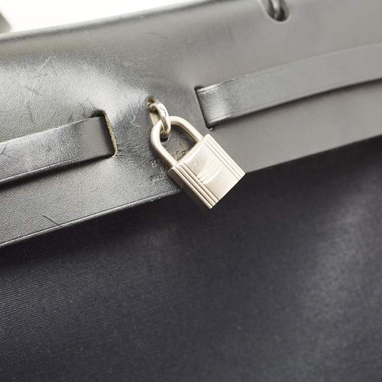 Pre Owned Hermes Black Canvas and Leather Herbag 31 Bag