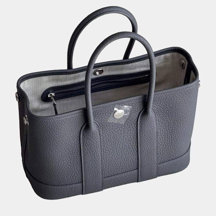 Pre Owned Hermes Neo Garden 23 Slate Grey Leather Handbag