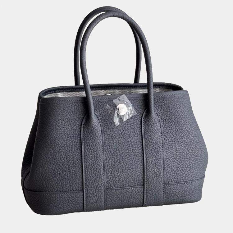 Pre Owned Hermes Neo Garden 23 Slate Grey Leather Handbag