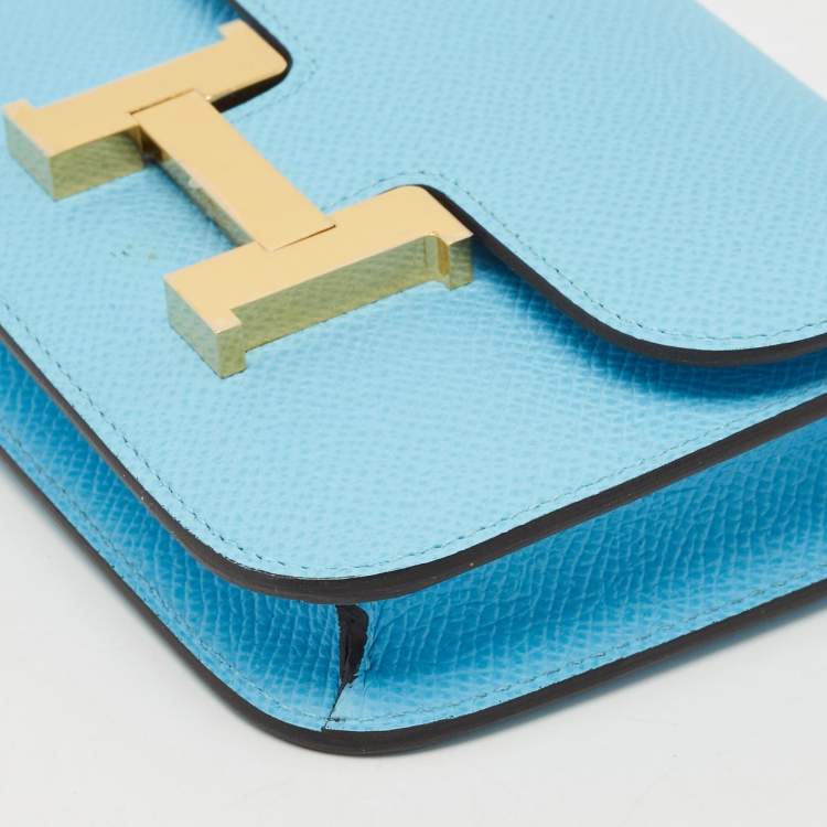 Pre Owned Hermès Celeste Epsom Leather Constance Slim Wallet