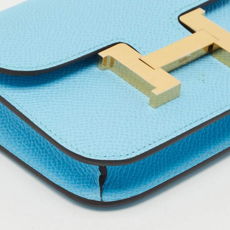 Pre Owned Hermès Celeste Epsom Leather Constance Slim Wallet