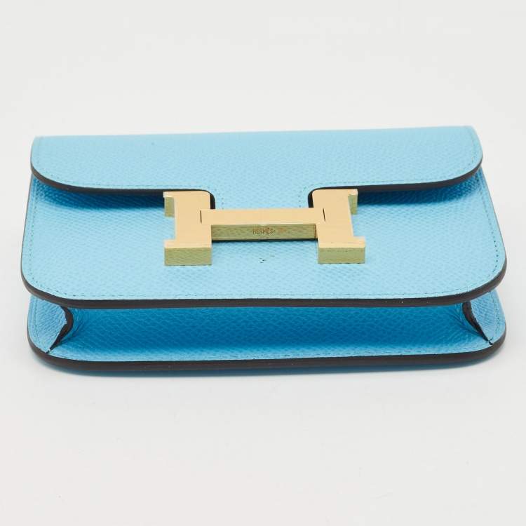 Pre Owned Hermès Celeste Epsom Leather Constance Slim Wallet