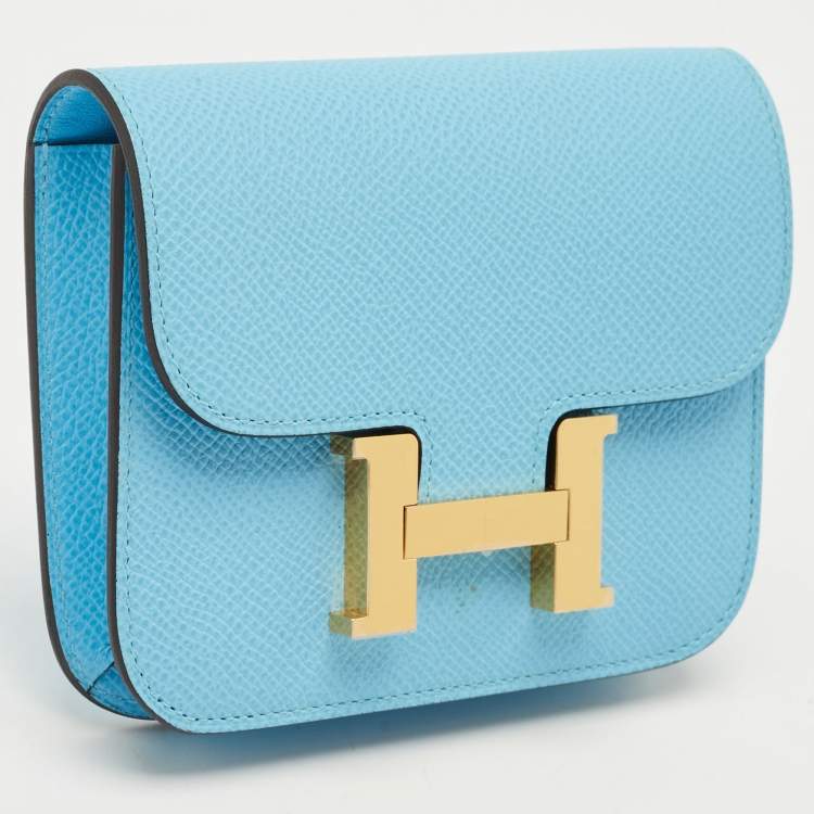 Pre Owned Hermès Celeste Epsom Leather Constance Slim Wallet