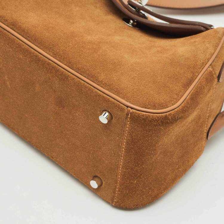 Pre Owned Hermes Gold Grizzly and Veau Swift Leather Palladium Finish Mini Lindy Bag  