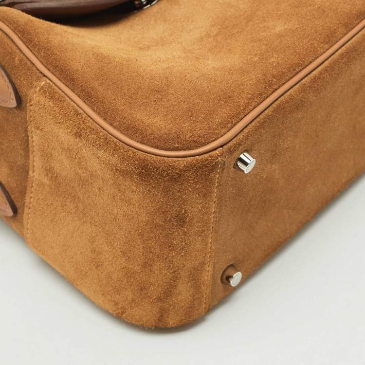 Pre Owned Hermes Gold Grizzly and Veau Swift Leather Palladium Finish Mini Lindy Bag  