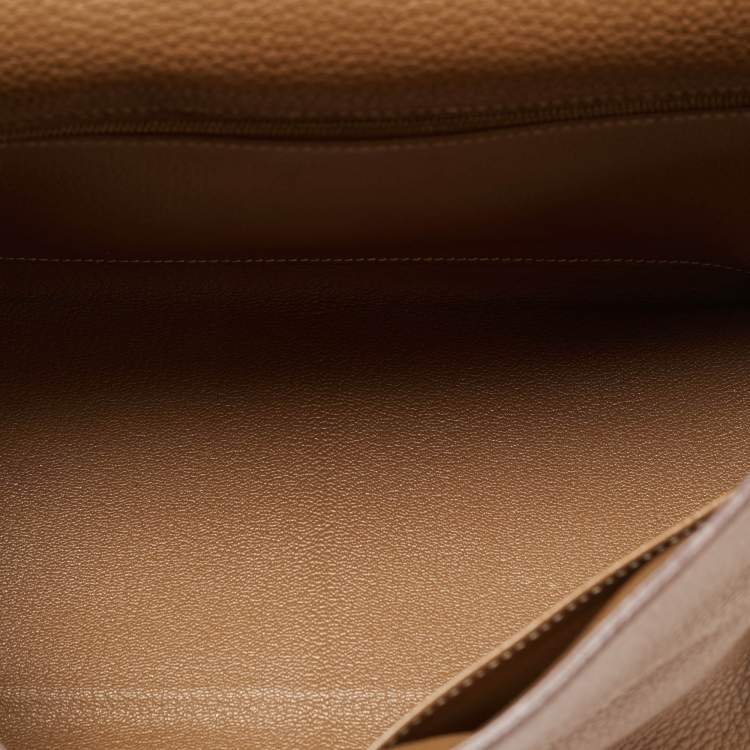 Pre Owned Hermes Gold Taurillon Clemence Leather Gold Finish Kelly Retourne 35 Bag