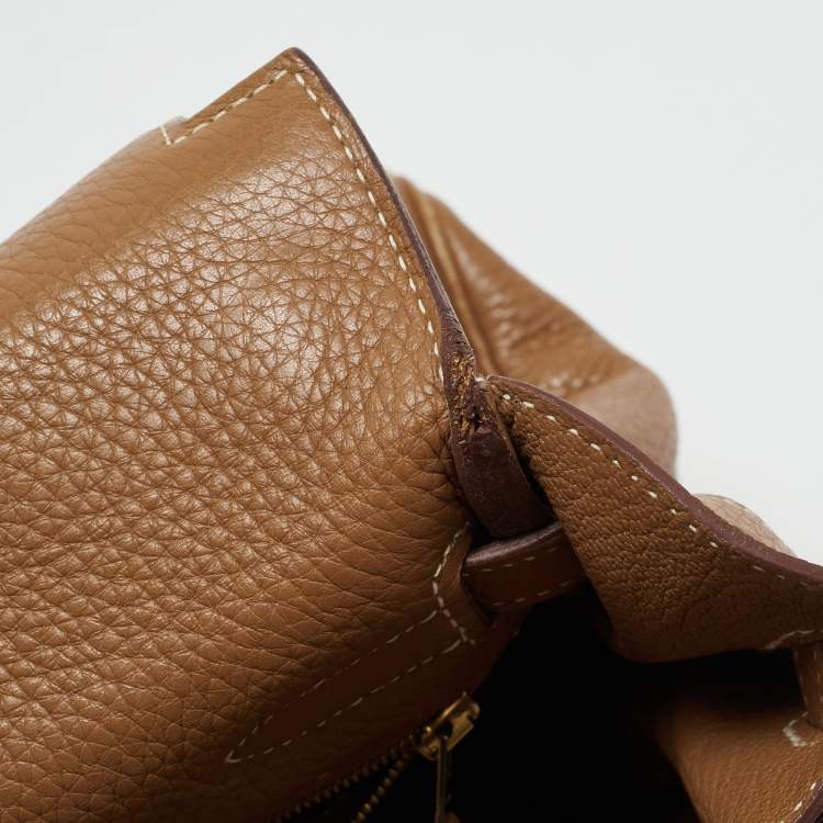 Pre Owned Hermes Gold Taurillon Clemence Leather Gold Finish Kelly Retourne 35 Bag