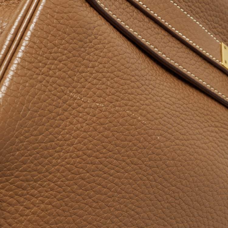 Pre Owned Hermes Gold Taurillon Clemence Leather Gold Finish Kelly Retourne 35 Bag