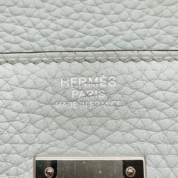 Pre Owned Hermes Birkin 30 Blue Pale Taurillon Clemence Leather Tote Bag