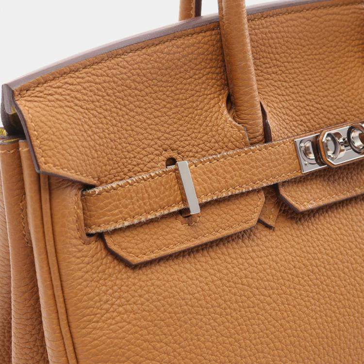 Pre Owned Hermes Birkin 25 Sesame Togo Leather Handbag