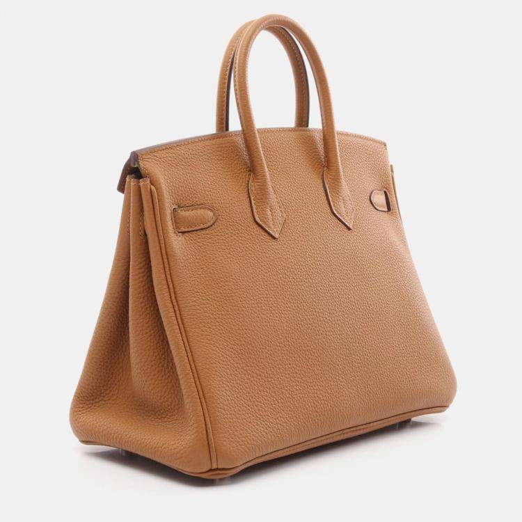 Pre Owned Hermes Birkin 25 Sesame Togo Leather Handbag