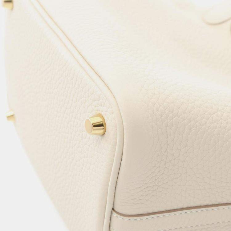 Pre Owned Hermes Picotin Lock 18 White Tone Taurillon Clemence Leather Tote Bag