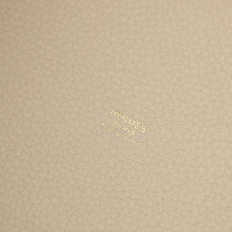 Pre Owned Hermes Picotin Lock 18 White Tone Taurillon Clemence Leather Tote Bag