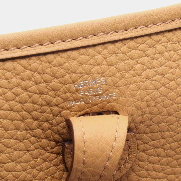 Pre Owned Hermes Evelyne TPM 16 Chai Taurillon Clemence Leather Shoulder Bag