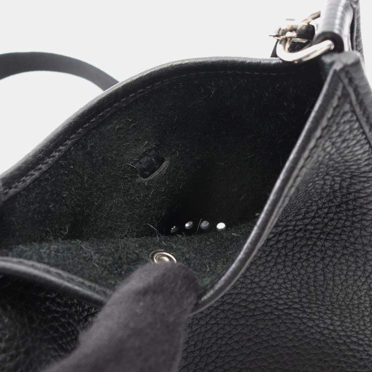 Pre Owned Hermes Evelyne TPM 16 Black Taurillon Clemence Leather Shoulder Bag