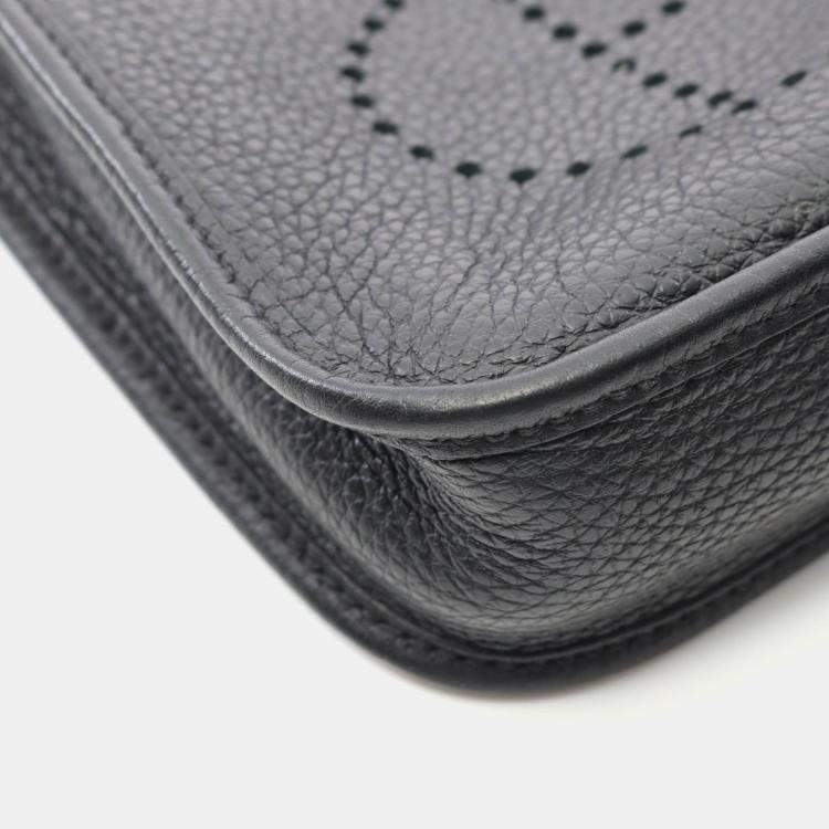 Pre Owned Hermes Evelyne TPM 16 Black Taurillon Clemence Leather Shoulder Bag