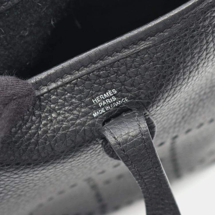 Pre Owned Hermes Evelyne TPM 16 Black Taurillon Clemence Leather Shoulder Bag