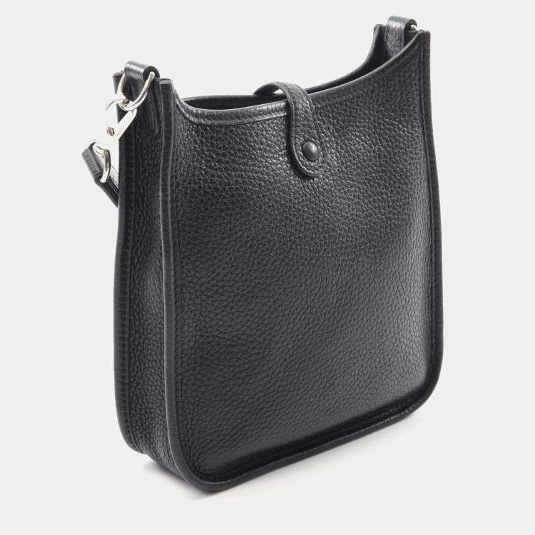Pre Owned Hermes Evelyne TPM 16 Black Taurillon Clemence Leather Shoulder Bag