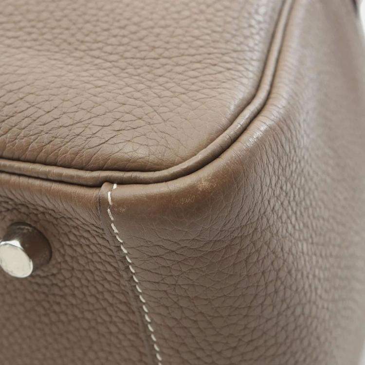 Pre Owned Hermes Lindy 30 Etoupe Grey Taurillon Clemence Leather Shoulder Bag