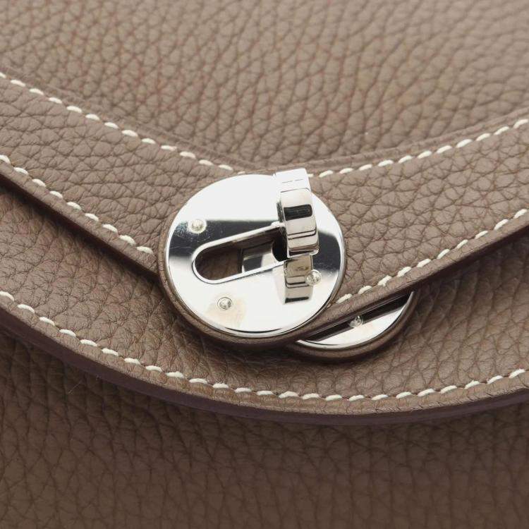 Pre Owned Hermes Lindy 30 Etoupe Grey Taurillon Clemence Leather Shoulder Bag