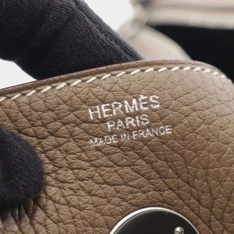 Pre Owned Hermes Lindy 30 Etoupe Grey Taurillon Clemence Leather Shoulder Bag
