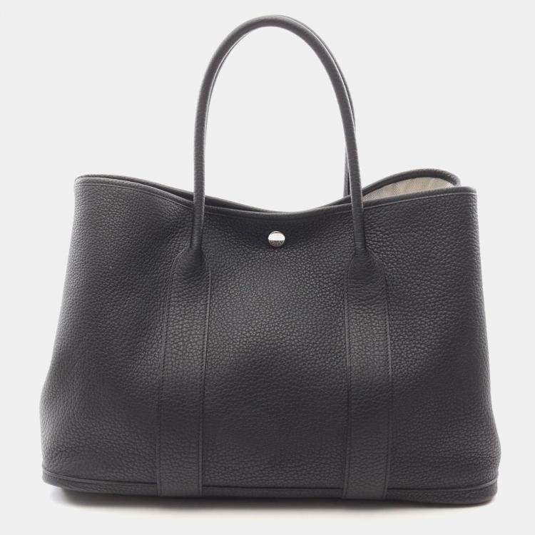 Pre Owned Hermes Garden Party 36 Black Negonda Leather Tote Bag