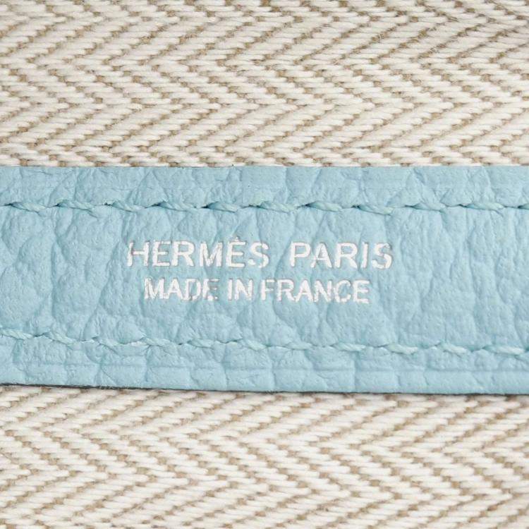 Pre Owned Hermes Garden Party 36 Blue Atoll Country Leather Tote Bag