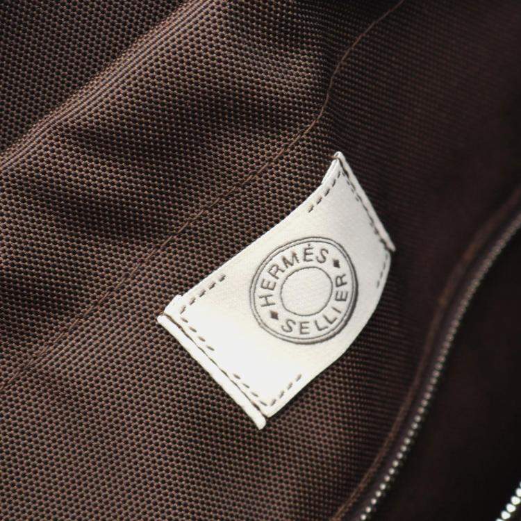 Pre Owned Hermes Sac De Pansage Rouge H Toile Chevron Canvas Tote Bag