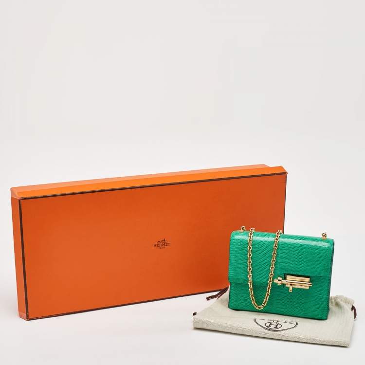Pre Owned Hermes Menthi Lizard Niloticus GHW Verrou Mini Bag