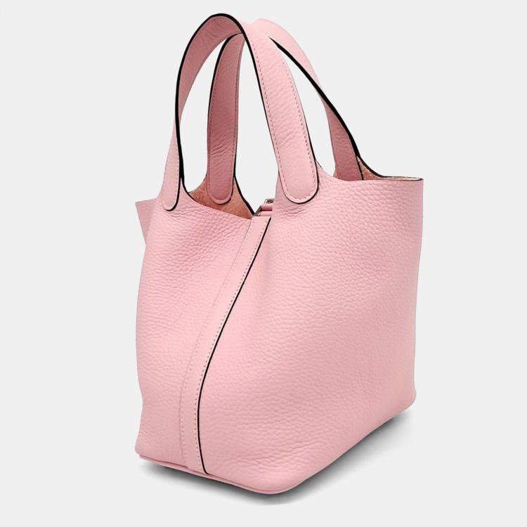 Pre Owned Hermes Pink Leather Rock Picotin 18 Bag