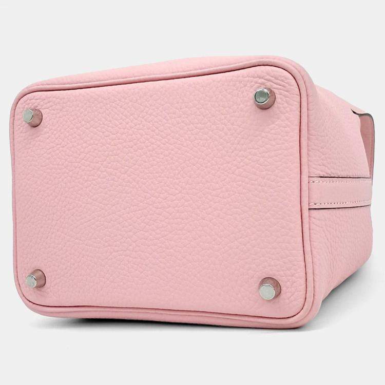 Pre Owned Hermes Pink Leather Rock Picotin 18 Bag