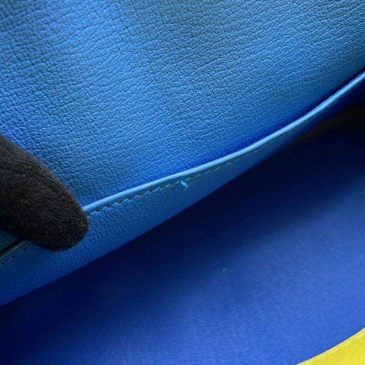 Pre Owned Hermes Birkin Verso 25 Lime/Blue Blue Taurillon Novillo Tote Bag
