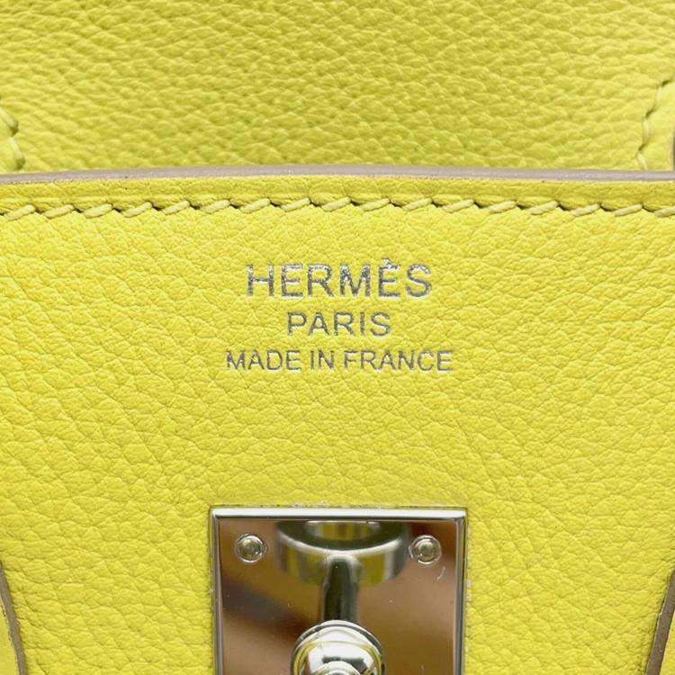 Pre Owned Hermes Birkin Verso 25 Lime/Blue Blue Taurillon Novillo Tote Bag