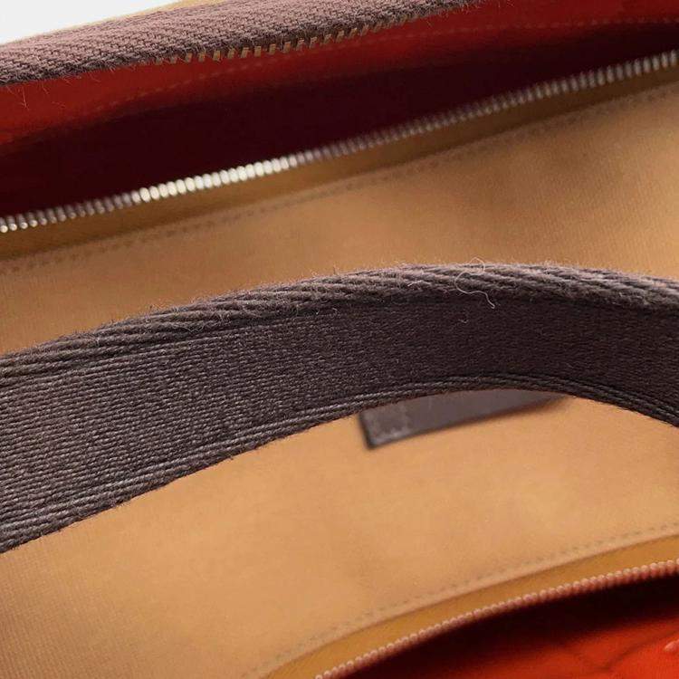 Pre Owned Hermes Dog Carrier Feu Toile H Canvas Bag 