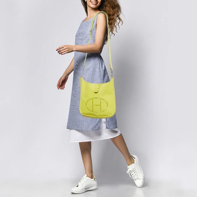 Pre Owned Hermès Lime Epsom Leather Evelyne III PM Bag